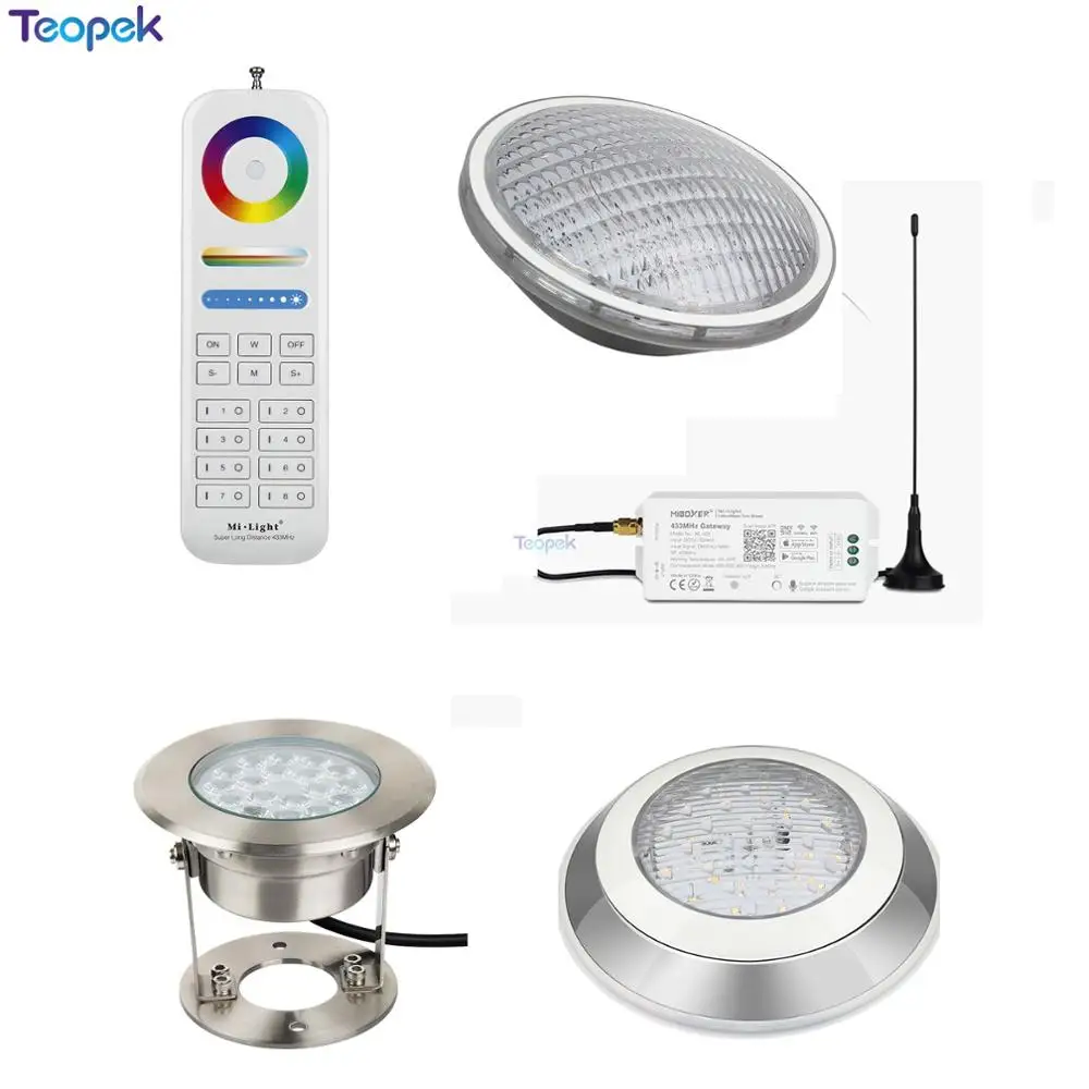 

Miboxer 9W 15W 27W RGB+CCT IP68 underwater Light Wallmounted 27W PAR56 LED Pool Light;433MHz Gateway DMX512 Alexa Google Control