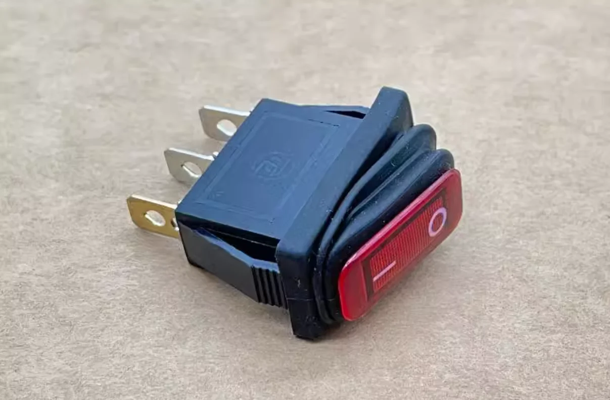 waterproof KCD3 ship type switch 16A250V Button Switch 3 feet, 2 gears with red light 220V button Silver contact
