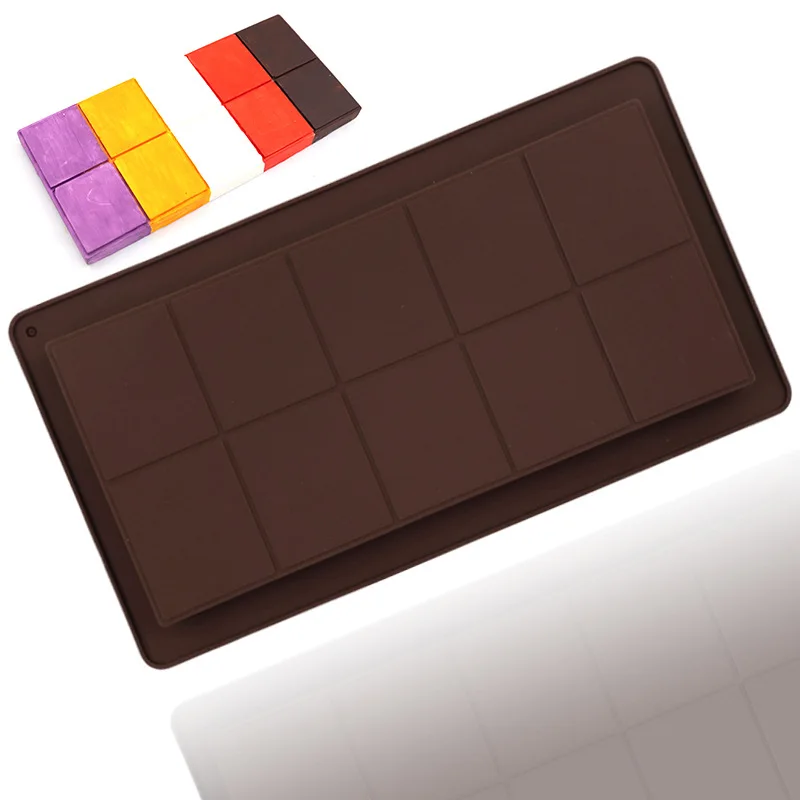 10 Even Chocolate Bar Molds Silicone Cake Molds Break Apart Wax Melt Mould Easy Release Rectangle Durable For DIY Handmade Cake