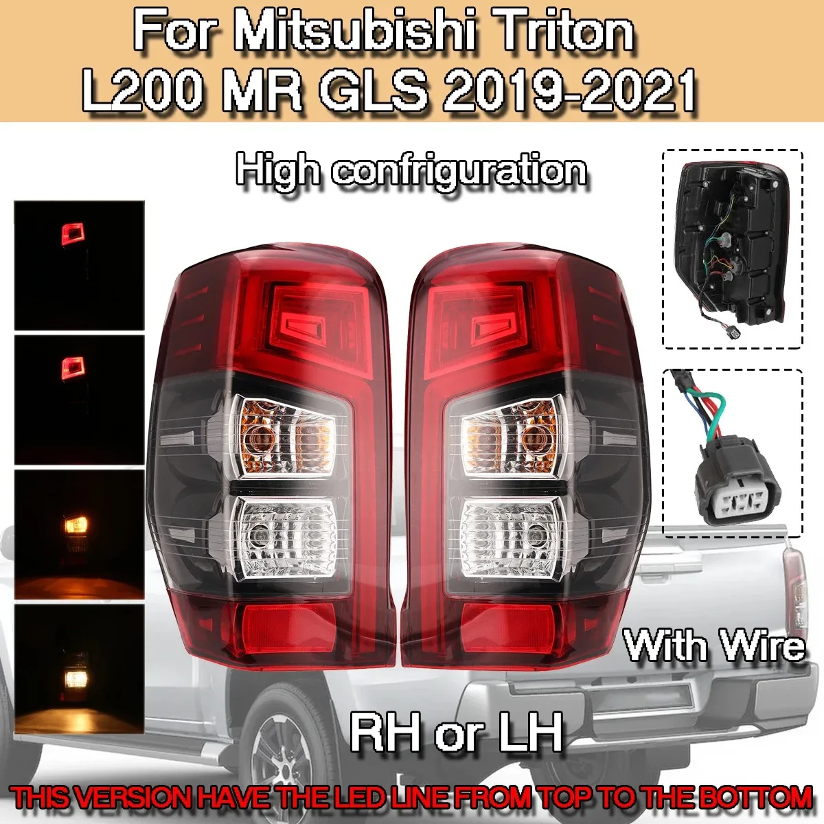 High Configuration LED Tail Light Rear Brake Reverse Stop Lamp Tail Lamp Assy For Mitsubishi L200 Triton 2019 2020 8330B213 B214