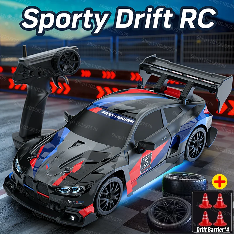 新型4WD RCドリフトカー ラジコン 4x4 レーシングカー LED RTR 2.4G トラック M4 予備タイヤ付き 障害物対応 おもちゃ 子供 大人向けギフト