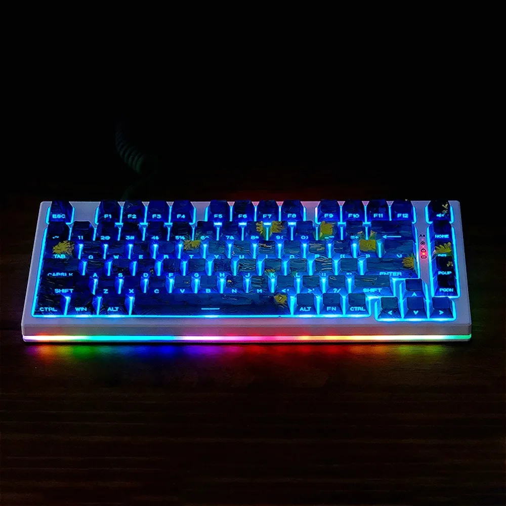 Starry Night Keycaps on the Rhone Original Highly Sublimated Customized Keycap Set Suitable for HI75 hi8 68 84 87 96 104
