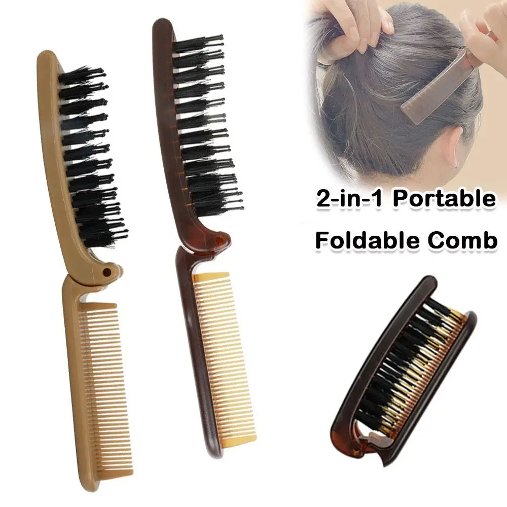 Fashion 2-in-1 Foldable Comb Anti Static Straight Curly Dual Purpose Hair Comb Massage Comb Hairdressing Tool