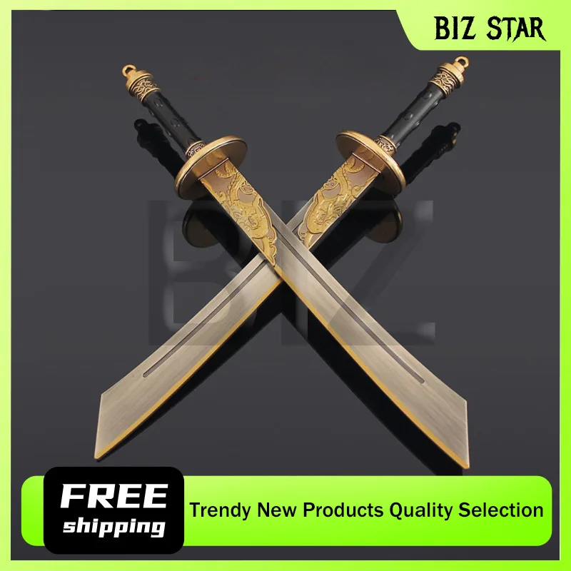 22cm/8.66in onde ventos conhecem armas de espada antiga sem concurso faca dupla modelo liga brinquedo espada decoração coleção metal menino