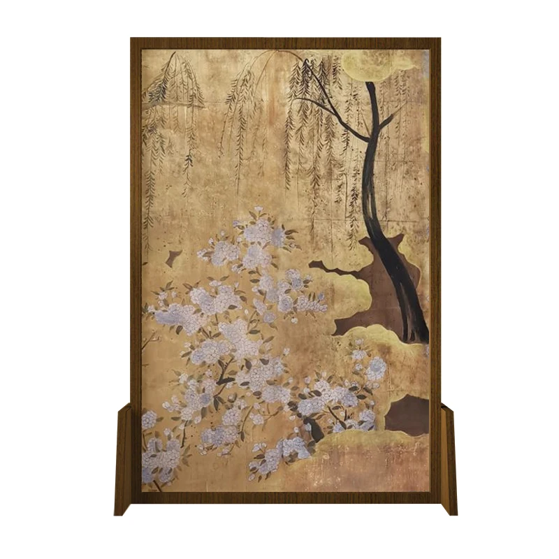 

Cherry Blossom Sea Map French Solid Wood Mobile Screen Partition Living Room Entrance Entrance Decoration Bedroom Seat Screen
