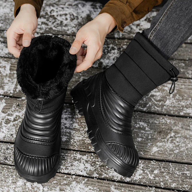 Men's snow boots outdoor comfortable wool lining warm men's boots light outdoor men's shoes short plush men's boots plus size 51