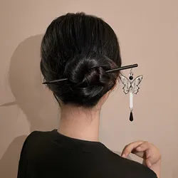 Forcina per capelli vintage con nappa a farfalla per donna ragazza nuovi gioielli regali copricapo fermaglio per capelli accessori per bastoncini per capelli Hanfu cinese