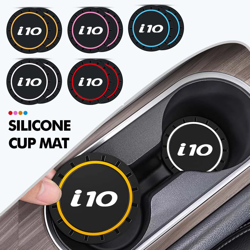 Soporte para vasos de coche, alfombrillas antideslizantes fijas antivibración para Hyundai i10 I10 N Line 2009 2010 2011 2012 2013 2019 2020, 2 uds.