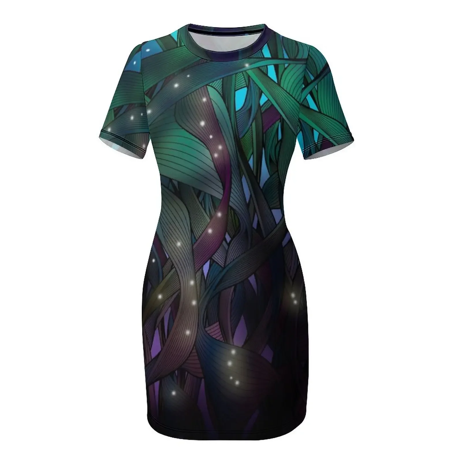 Sukienka Nocturne (z świetlikami) z krótkim rękawem, odzież, sukienki na studniówkę, sukienka