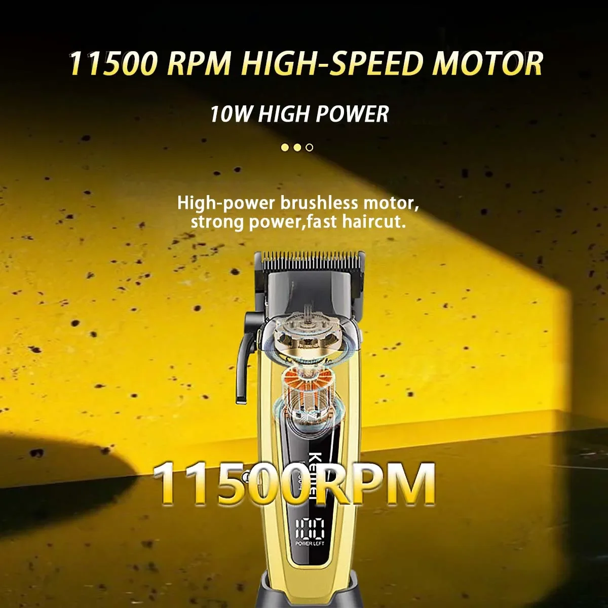 11500RPM kemei km 90 4 メンズバリカン 10 ワットブラシレスモーター DLC ブレードベース充電器プロフェッショナルヘアカットマシントリマー