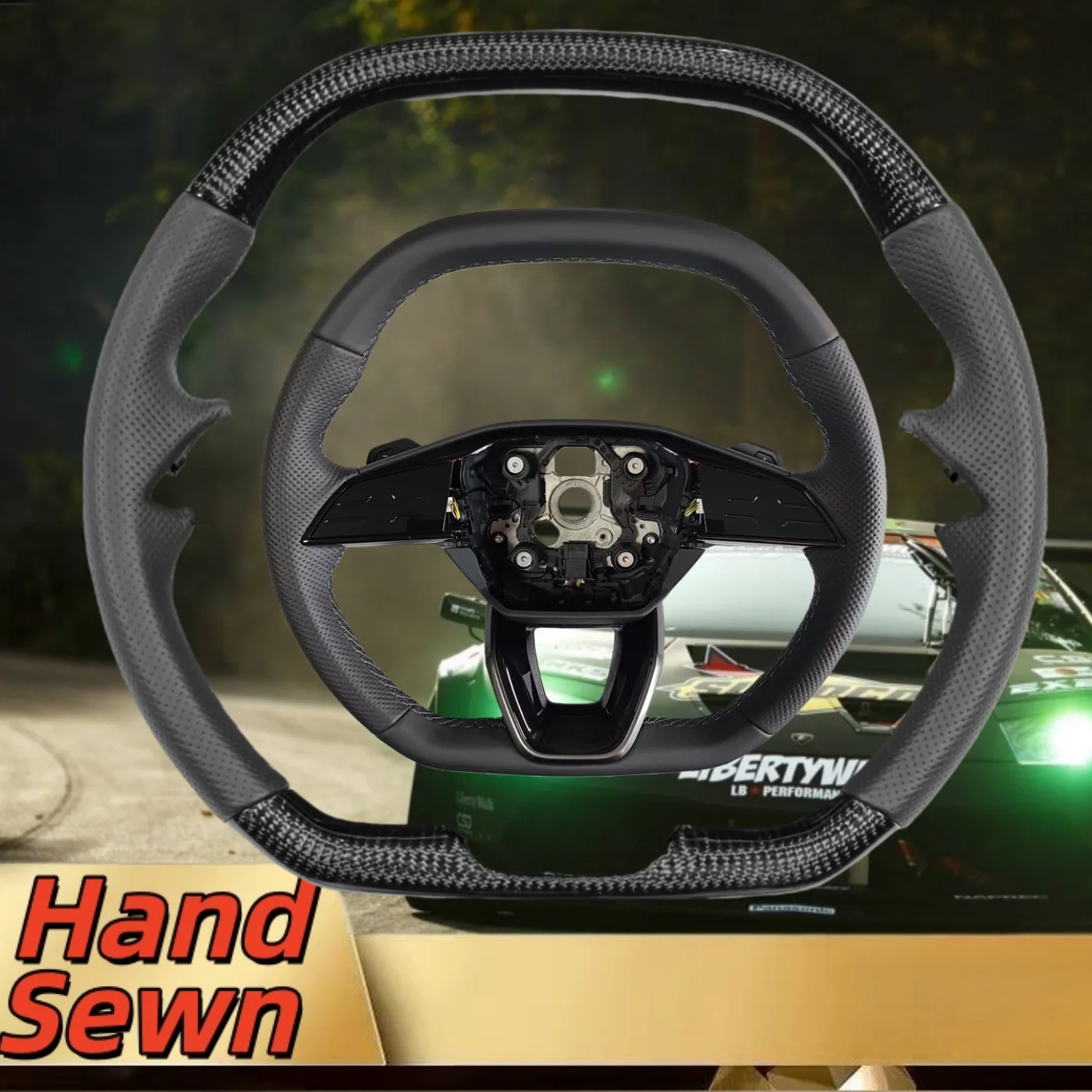 

Hand-Sewn Genuine Leather Car Steering Wheel Cover For Audi A4L A5L A6L A7 Q3 Q5 Q7 Q8 Q5L Car Interior Accessories