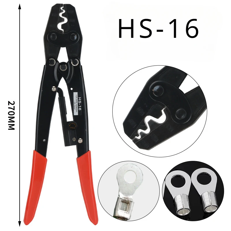 HS-16 Crimper Plier Ratchet Type Bare Terminal Crimping Pliers OT UT Crimping Tool Electric Terminal 1.5-16mm2