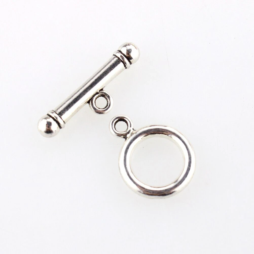 

130 PCS Ancient Silver Necklace Buckle Toggle Connectors Vintage Bangle Alloy Bracelet