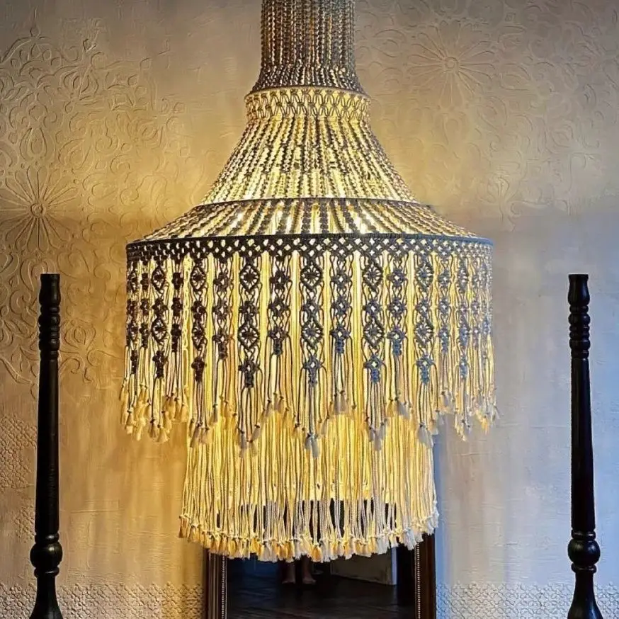 

Nordic Ins Bohemian lampshade handmade weaving large chandelier hanging decoration homestay hotel home decoration hanging decora