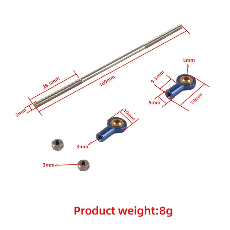 RC Auto Trekstang M3 x L100mm Metalball Head en Rod ON Beide Ends Vervanging voor RC Crawler Auto Model vliegtuig