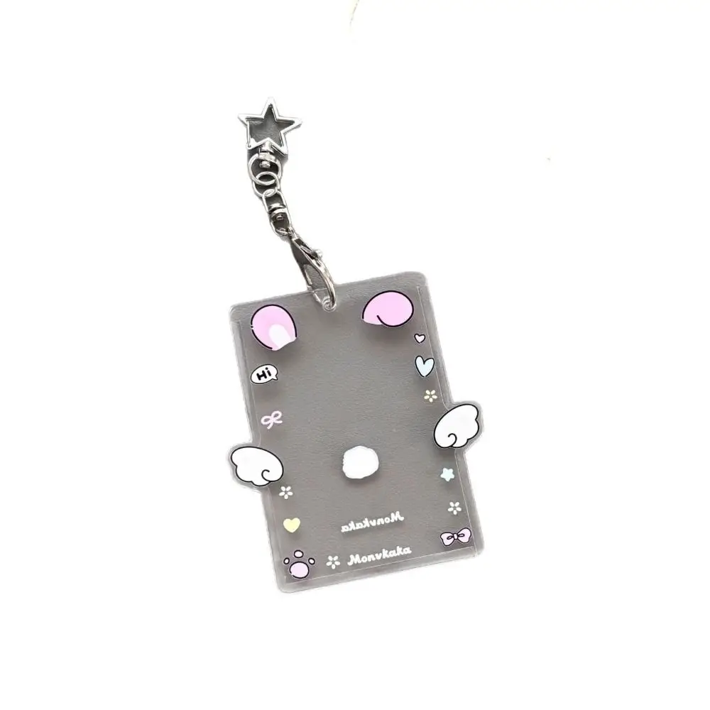 High Quality Acrylic 3-inch Photocard Holder Animal Design with Keychain Kpop Card Sleeve Angel Wings Card Holder Keychain
