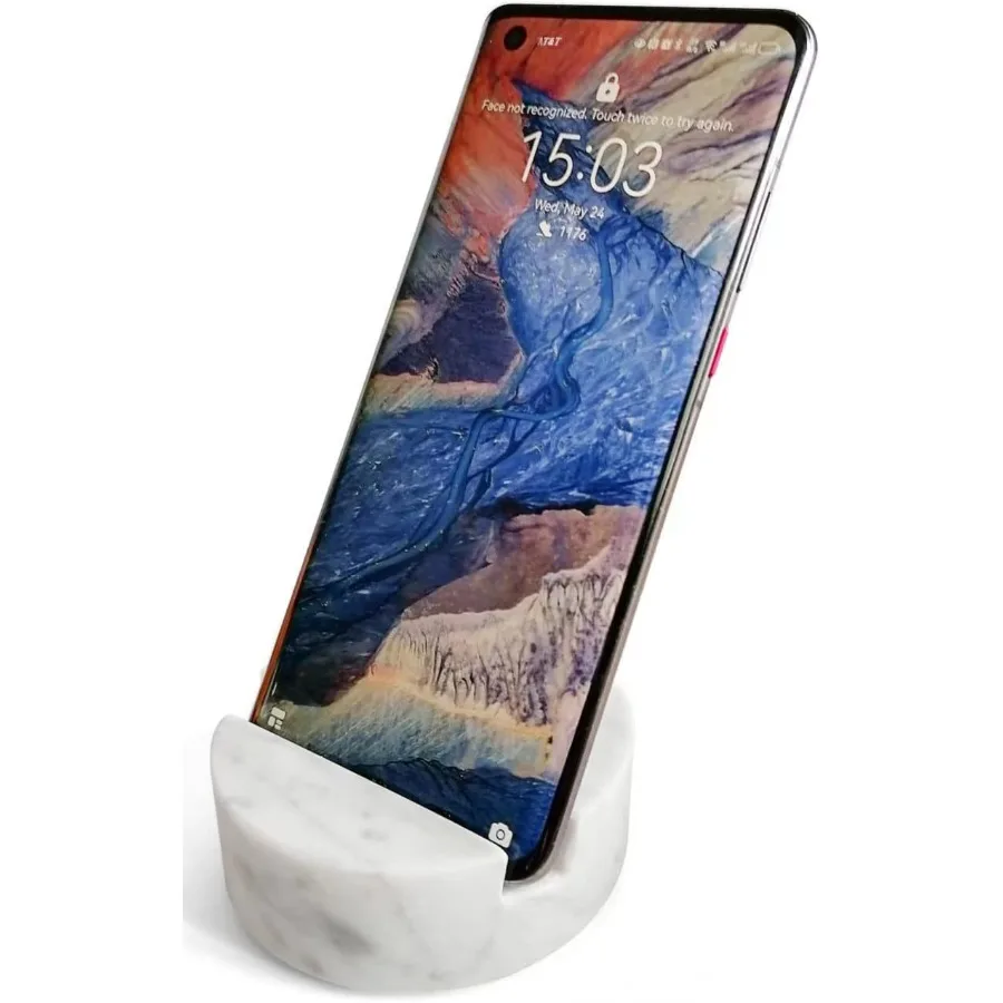 

fashciaga Luxurious Marble Cell Phone Stand Holder for Cellphone Tablet On Desk Countertop Table Nightstand. Heavy Real Stone M