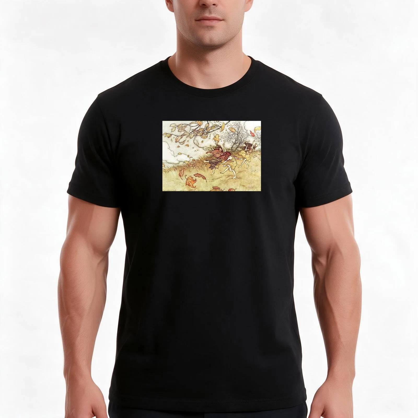 Fairies in the Autumn- Arthur Rackham- Fades a la tardor T-Shirt, Summer Casual Cotton Tee, Oversized Streetwear Tops