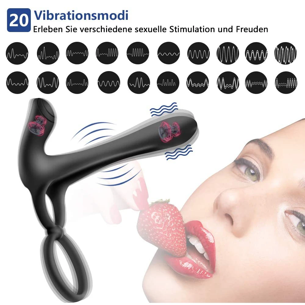 HESEKS Dual Motor Silicone Penis Rings Testicle Rings Couples Vibrator Clitoral Stimulator Sex Toy for Couples