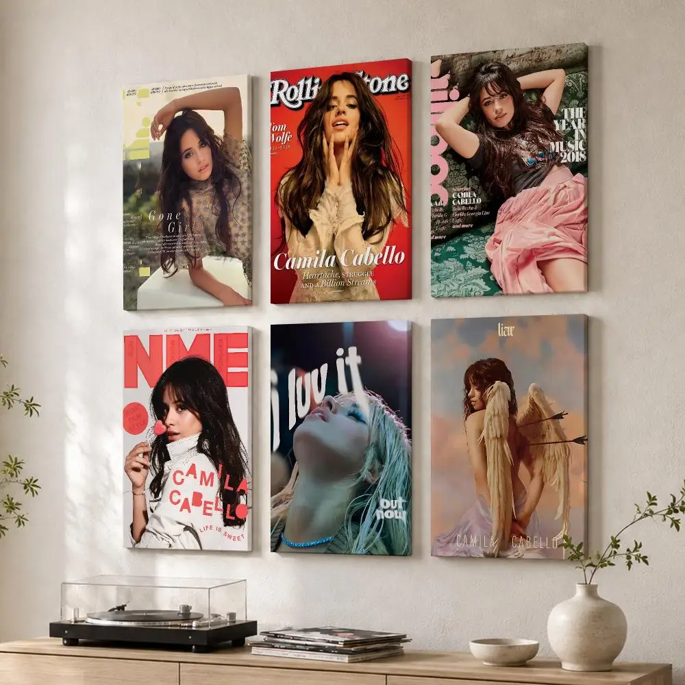 Camila C-Cabello Singer Framed Wall Painting Wood Canvas Poster For Living Room Bedroom Hallway Office Home Decor Gift