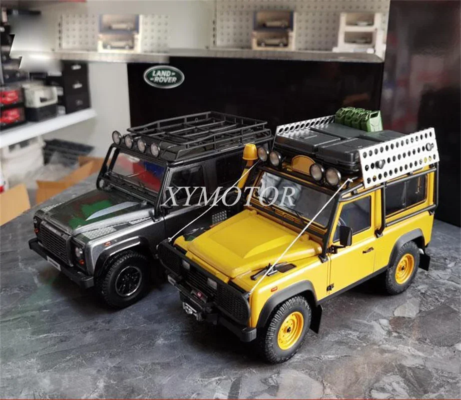 

KYOSHO 1:18 для Land Rover Defender 90 Camel cup 1985 Borneo, литая модель автомобиля, оранжевые/серые игрушки, украшения для фотографий