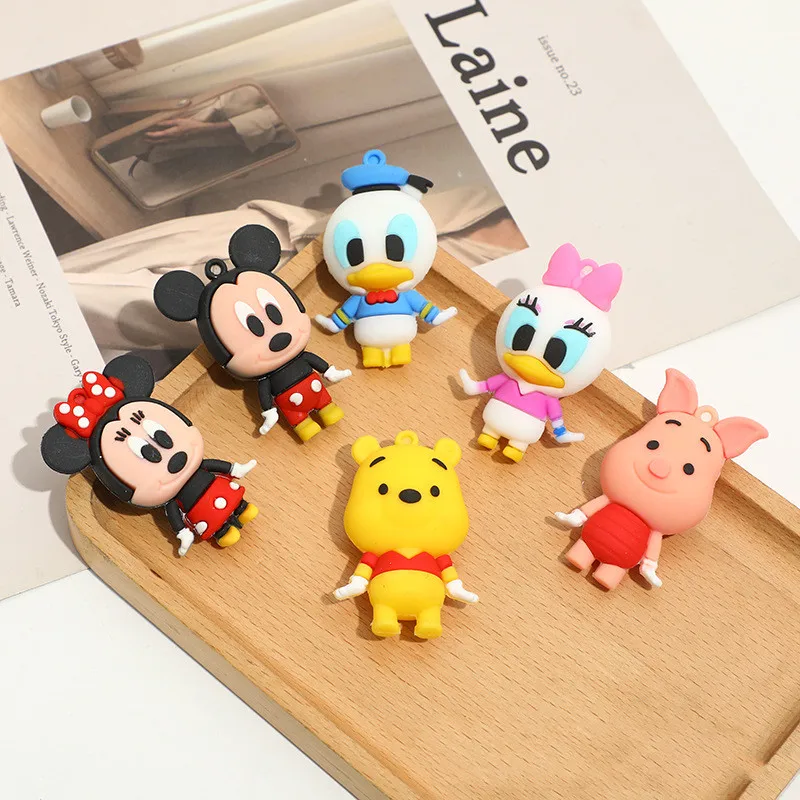 Disney Anime Mickey Mouse Model Kawaii Minnie Doll DIY Keychain Accessories Cartoon Donald Duck Winnie the Pooh PVC Figure