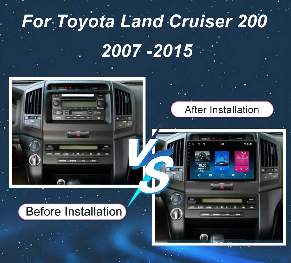 Android 15 Carplay Auto Radio For Toyota Land Cruiser 200 2007 -2015 Car Multimidia Player GPS Navigation WIFI 4G Carplay DVD BT