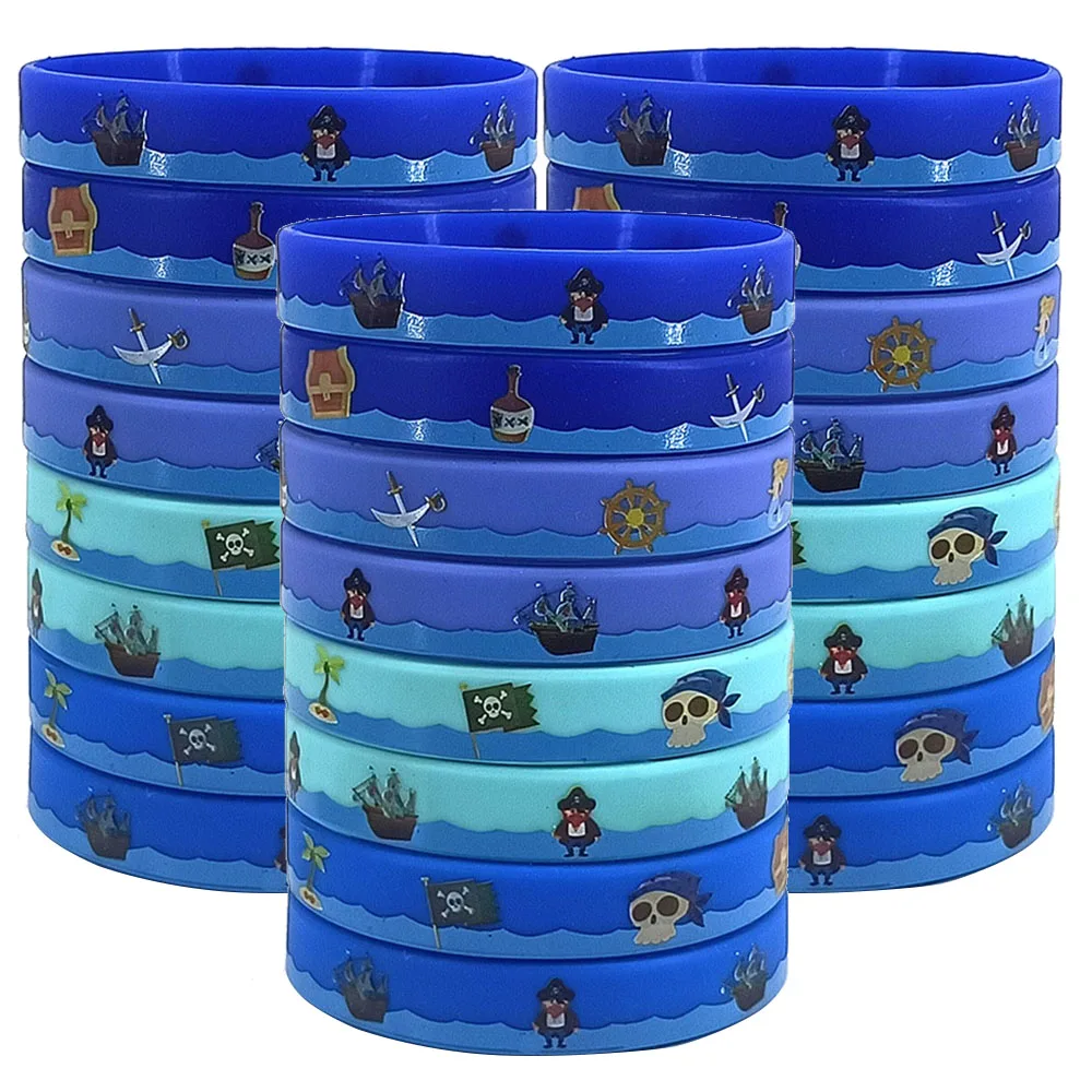 4/12/24 Stück Piraten-Silikon-Armbänder, Totenkopf, Piratenschiff, Gummi-Armbänder, Piraten-Thema, Partygeschenke für Mädchen und Jungen, Geburtstagsdekoration – Detail 1