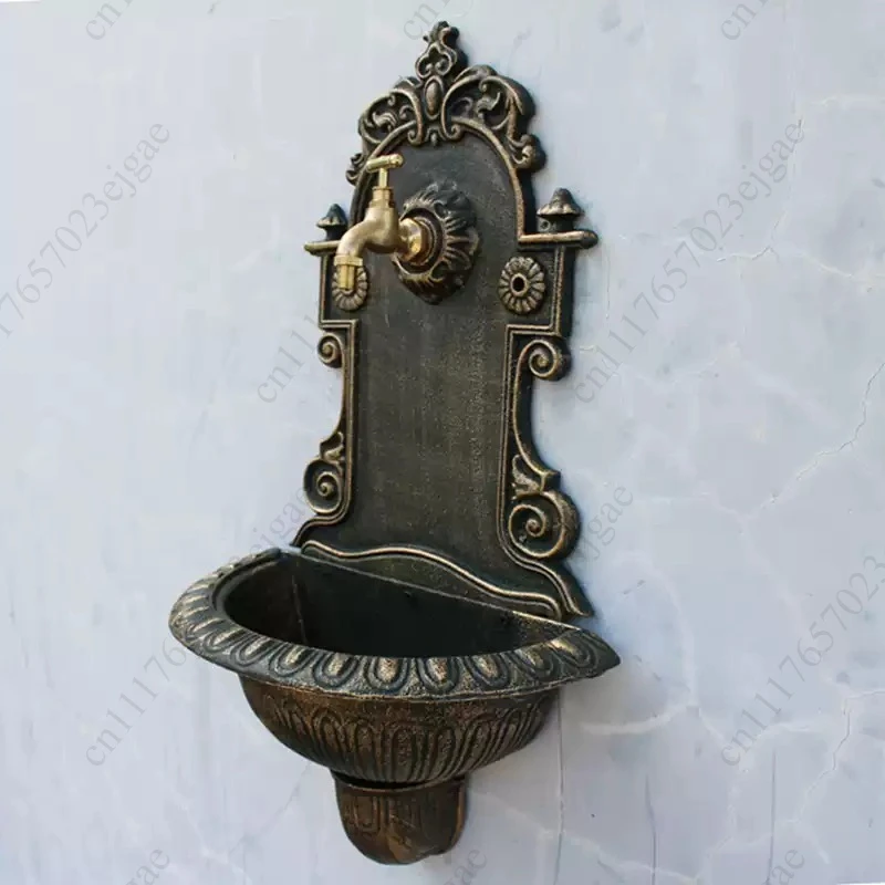 Antique Go-ld Cast Wall Mounted Hand Sink Farm House Ho-me Garden Decor Heavy Metal Wash Stand Hand-made Wall Decor Wash Basin