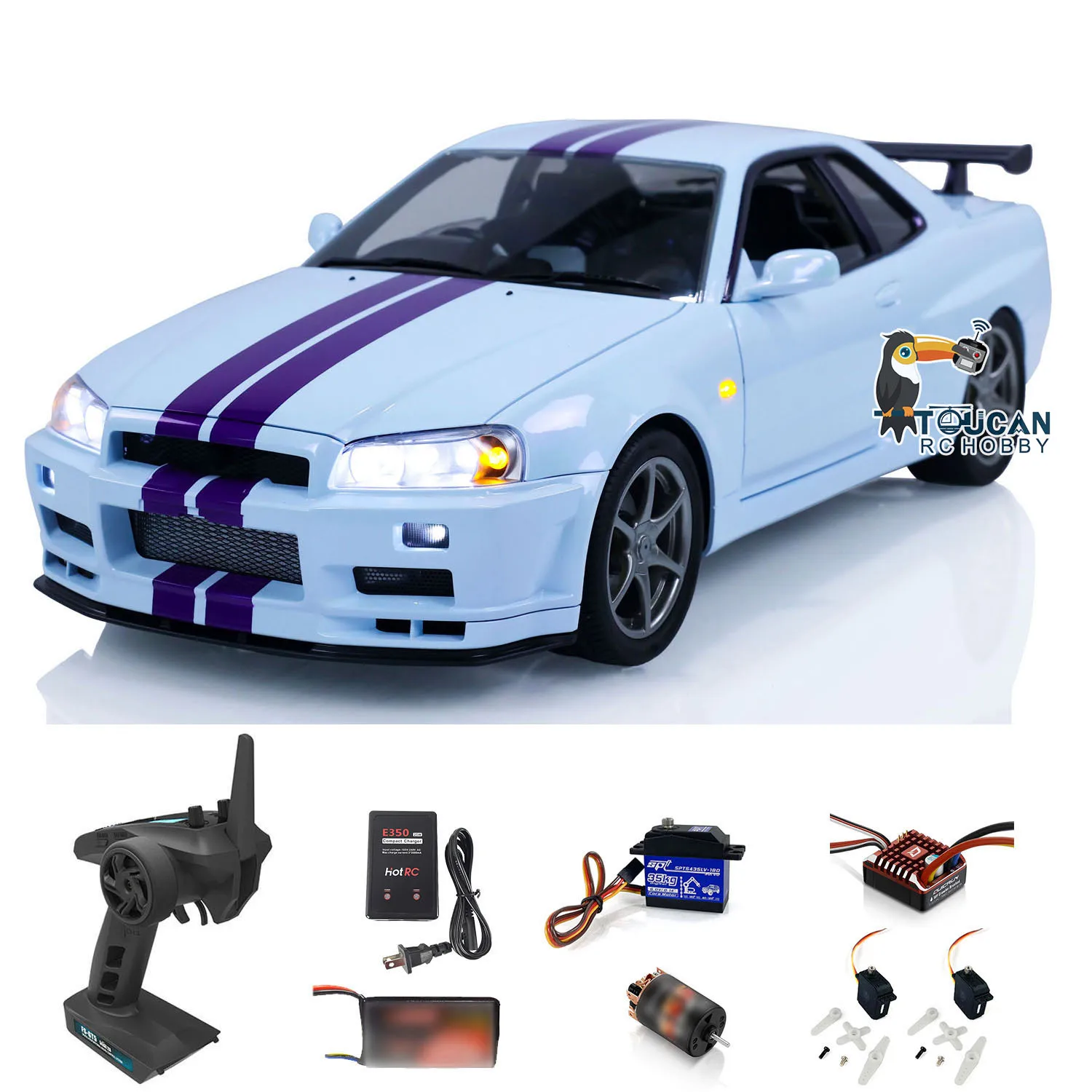 In Stock Capo R34 1/8 Scale RC Drift Car 4x4 FlySky GT5 Remote Control RTR High-speed Racing Car Lights DIY Model THZH1745