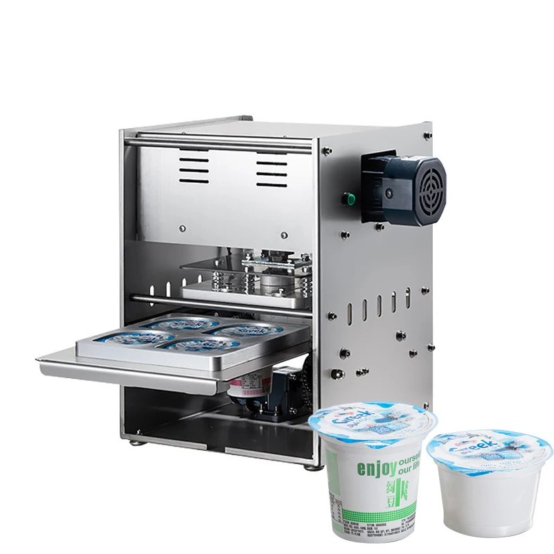 

Sour Milk Cup Sealing Machine Can Seal 4 Cups At A Time Packer Automatic Packing Machine For Salad Dressing Tomato Sauce