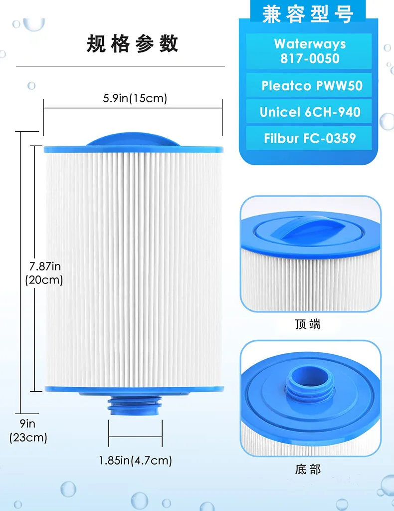 1pc Replacement Hot Tub Spa Filter, for PWW50 6CH-940 Superior Spas Elite Spa Household Swimming Cleaning Supplies for Waterways