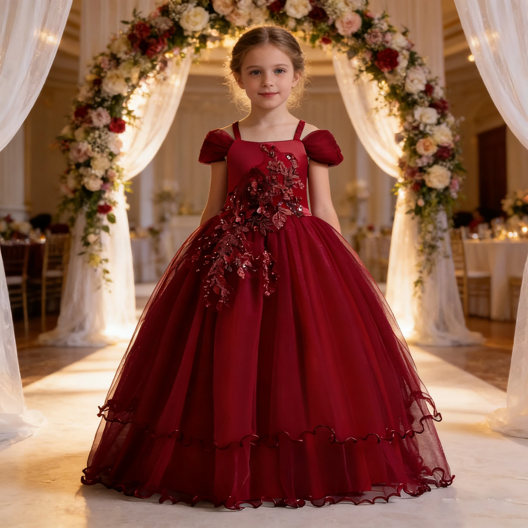 

Fashion Girl Clothes Elegant Long Evening Dress For Girls newyear Costume Wedding Dress Children Princess Dress For 5-12 Age