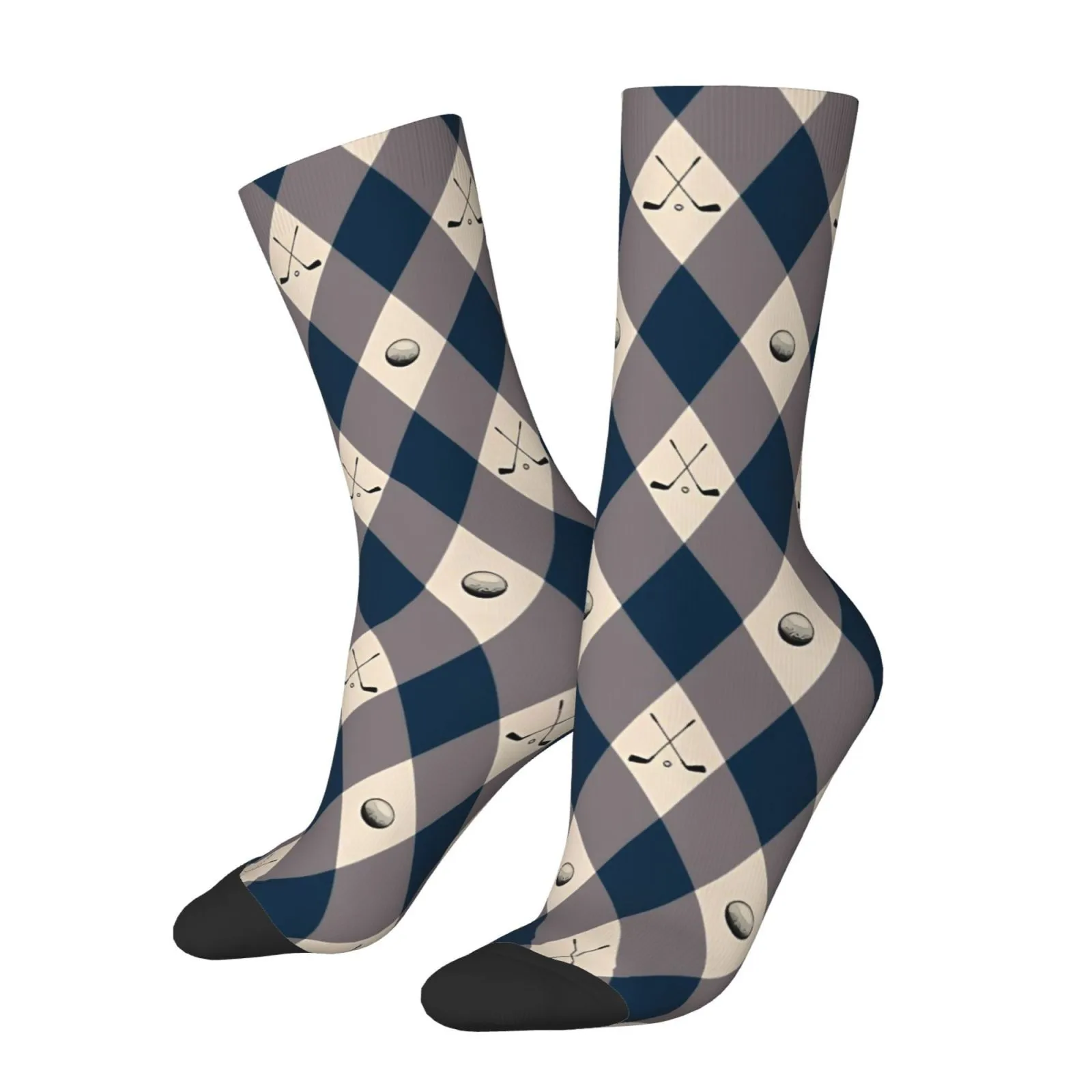 Golf Pattern Novelty Crew Socks for Men Women Breathable Polyester Blend Durable All Season Socks
