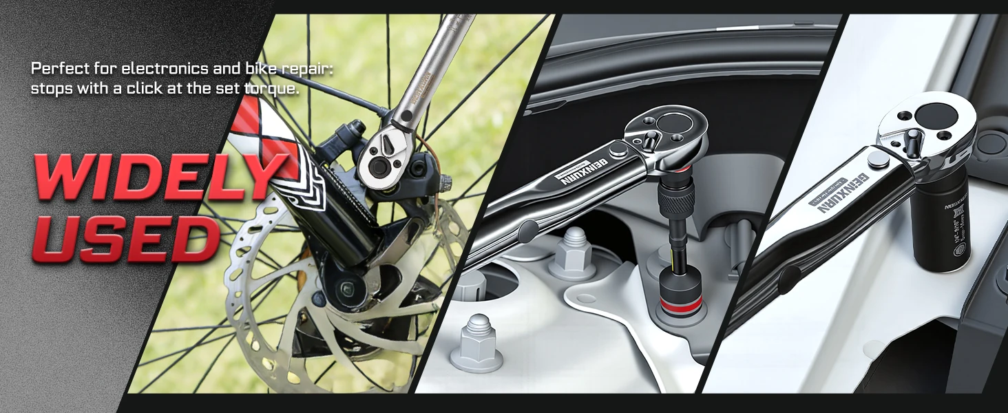 Geinxurn 1 Stück 1/4 3/8 1/2 Professioneller Drehmomentschlüssel-M, 40Cr Legierungsstahl, für Fahrrad-, Motorrad- und Autoreparaturen, mit Aufbewahrungskoffer – Detail 8