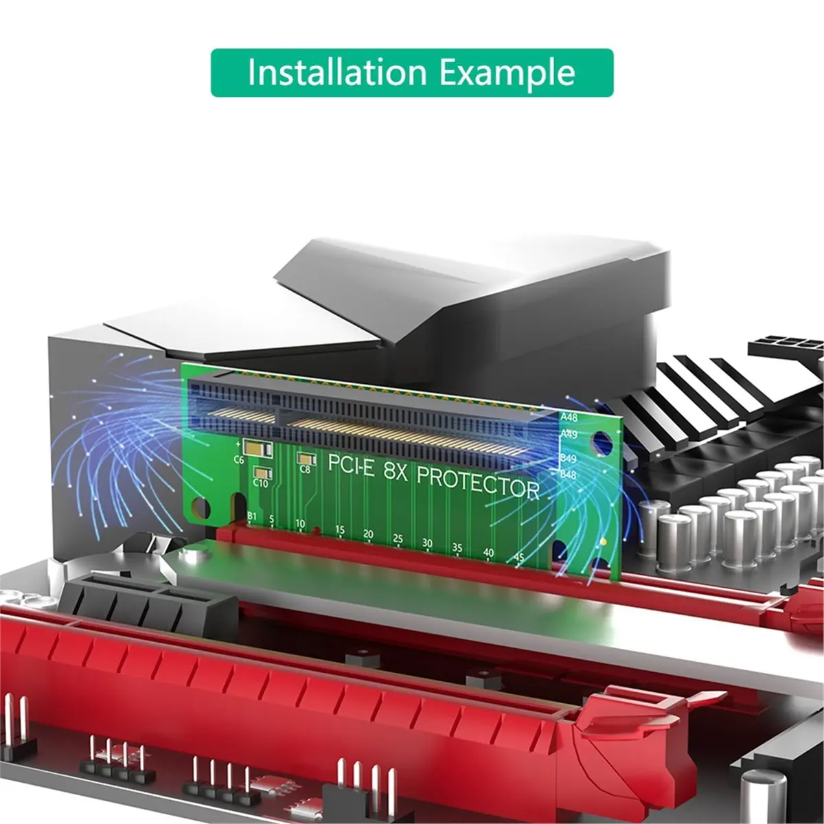 PCIe 8x Adapter Riser Card Converter 90 Degree PCI Express PCI-E X8 Expansion Board for 1U 2U Server Desktop
