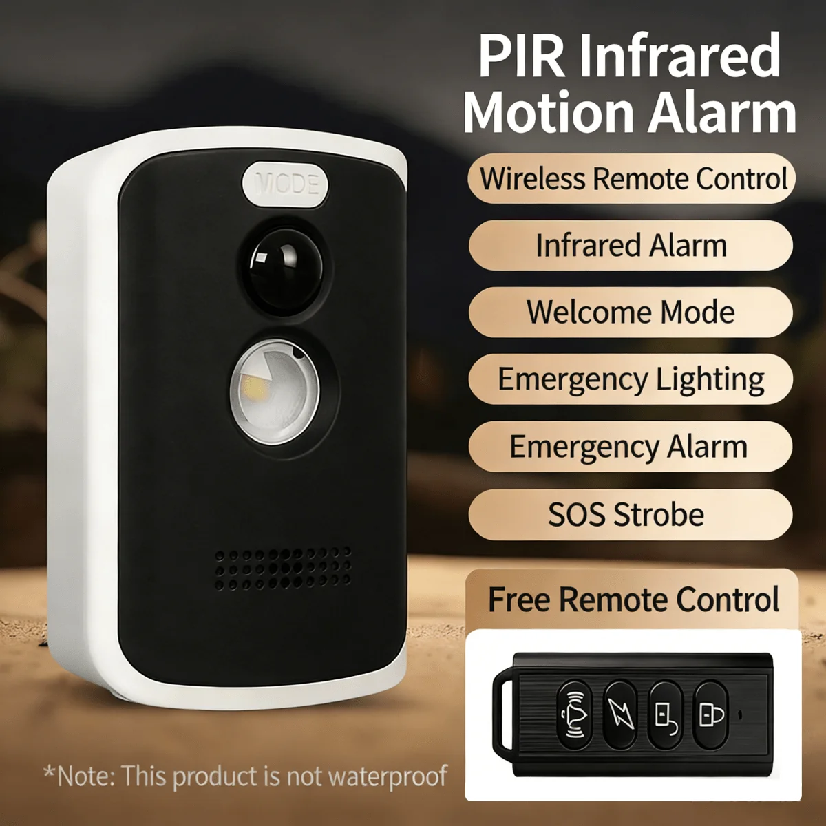 Outdoor Tent Anti-Wolf and Anti-Theft Alarm, Camping Security Electronic Sentinel, Remote Control Infrared Human Body Sensor