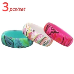 3pcs/set Vintage Simple Silicone Rings For Women Lady Girl Paisley Colorful Wedding Ring Comfortable Accessories Daily wear