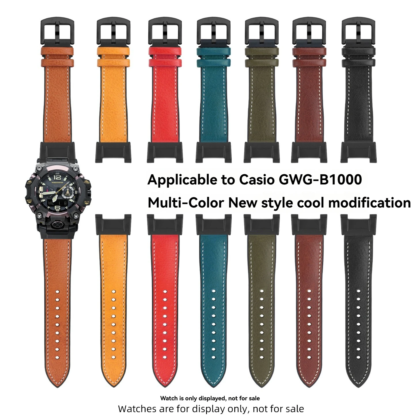 

Replacement Italian Leather & Waterproof Rubber Hybrid Strap for Casio G-Shock GWG-B1000 'Mudmaster 3rd Gen',Conversion Band