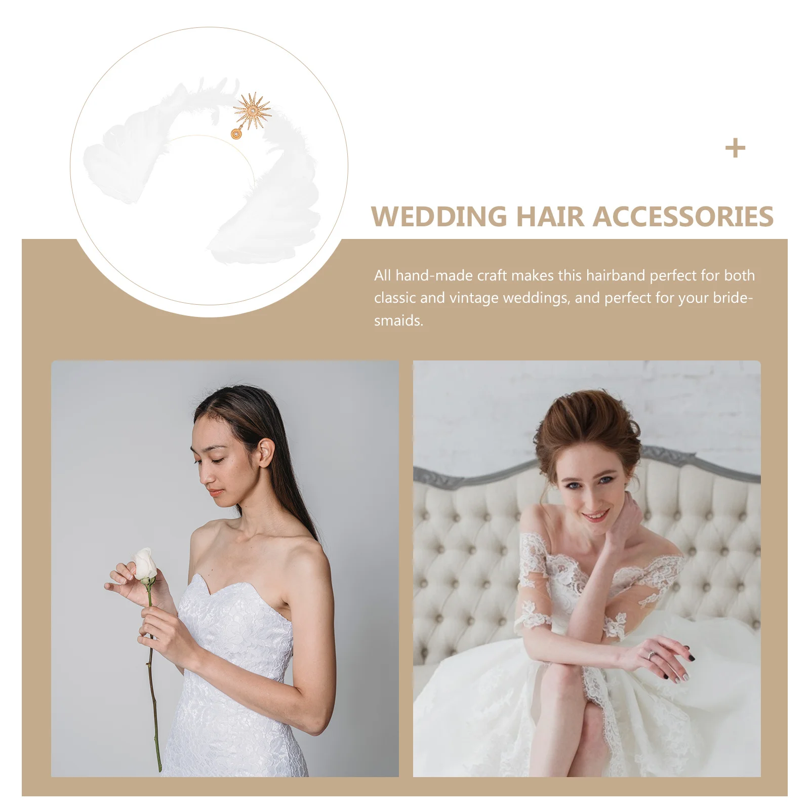 

1pc Wings Headband Retro Angel Headdress Bridal Hairband Vintage Plume Head Accessory For Wedding Party Photo Prop