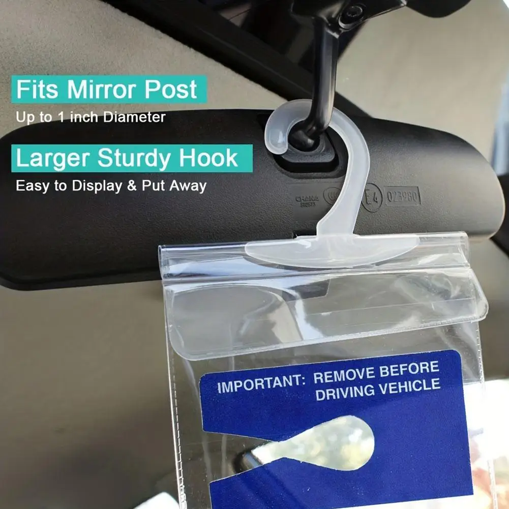 1pcs Transparent PVC Placard Hook Bag Disabled Slogan Tag Bag Hook Bag Plate Parking License Storage P4L5