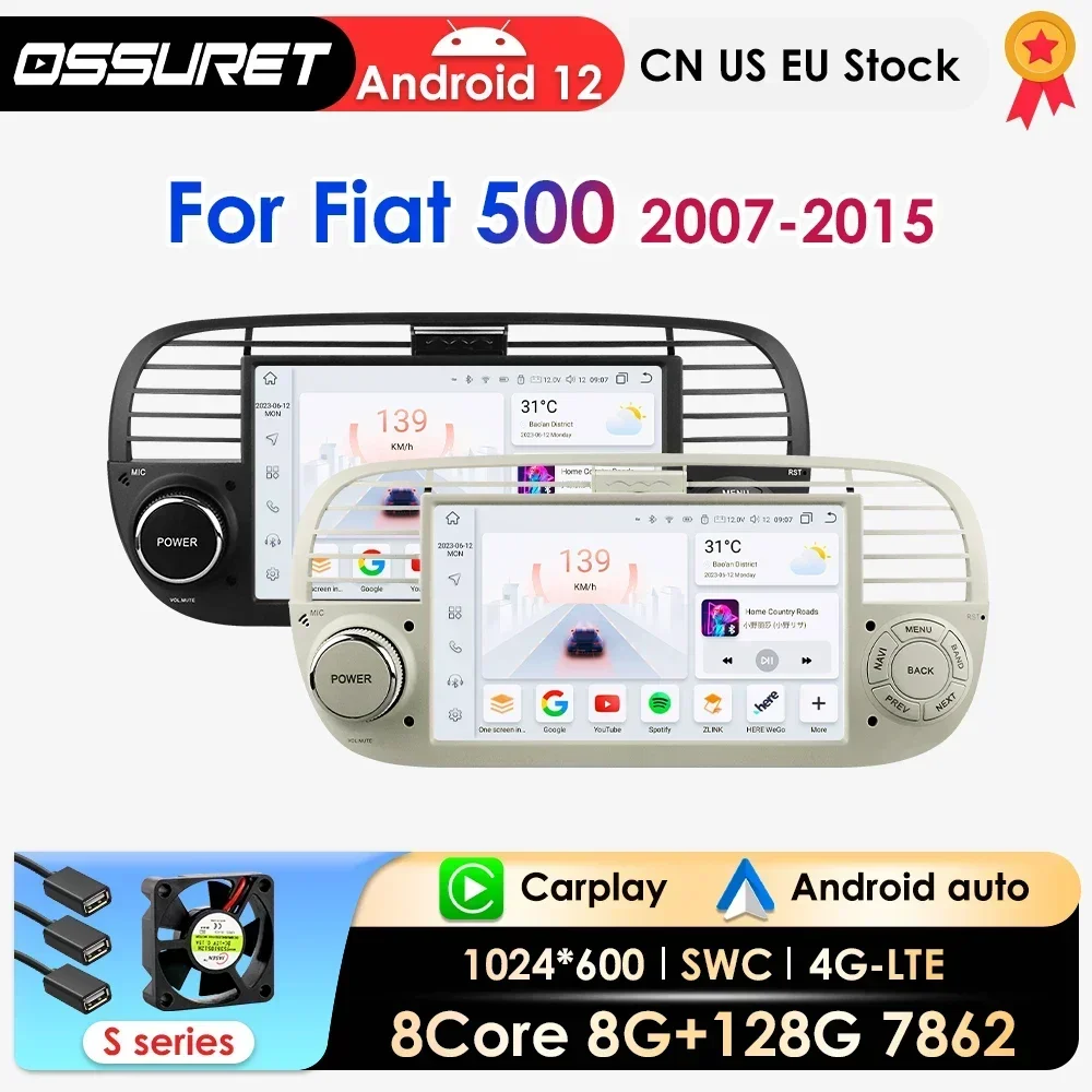 Android auto Car Radio Player For FIAT 500 Abarth 2007-2015 Multimedia GPS Navigation autoradio Support Carplay Octa Core 7862