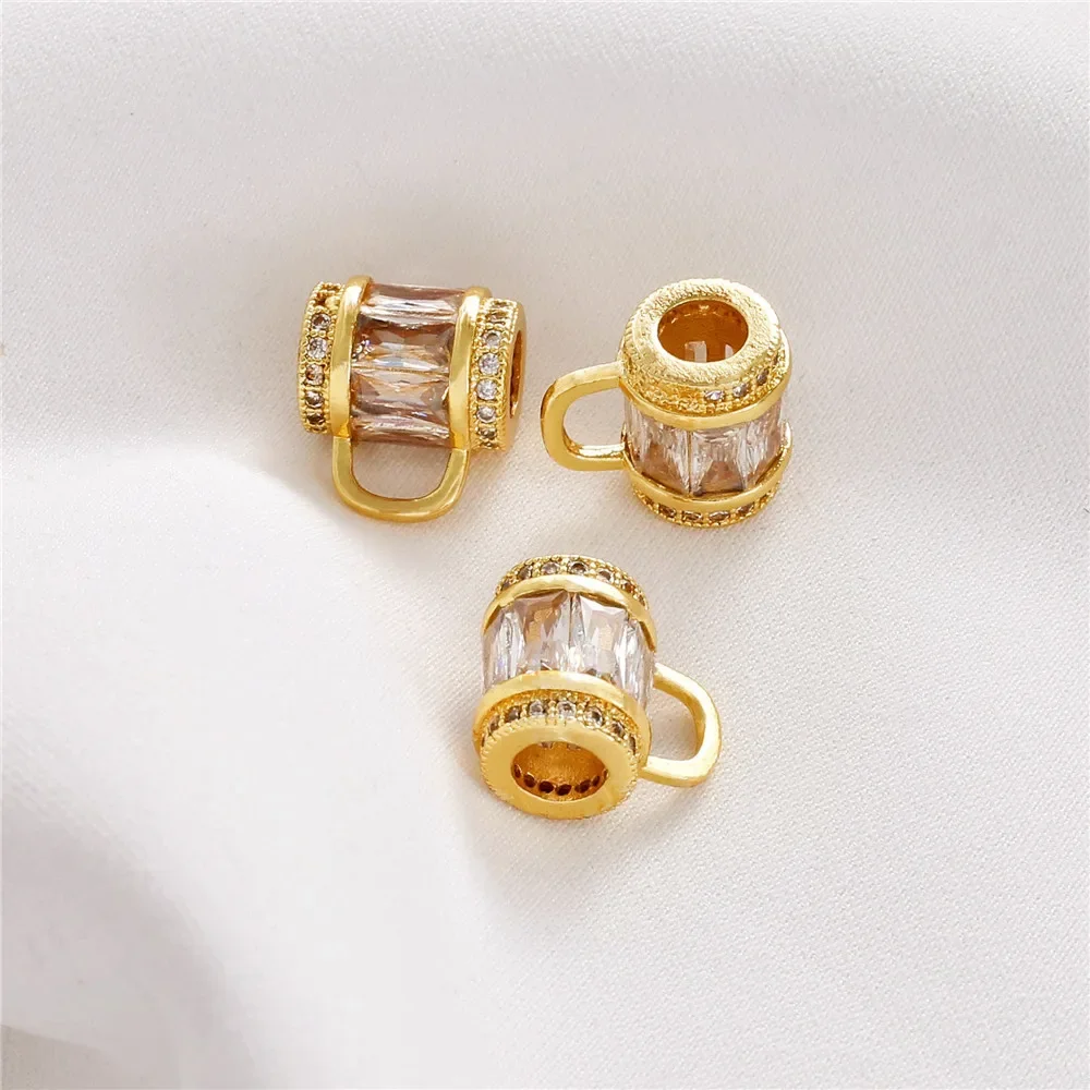 14K Gold-wrapped Petal Bud Flower-shaped Half-hole Bead Holder Bead Cap Flower Holder DIY Pearl Crystal Jewelry Accessories