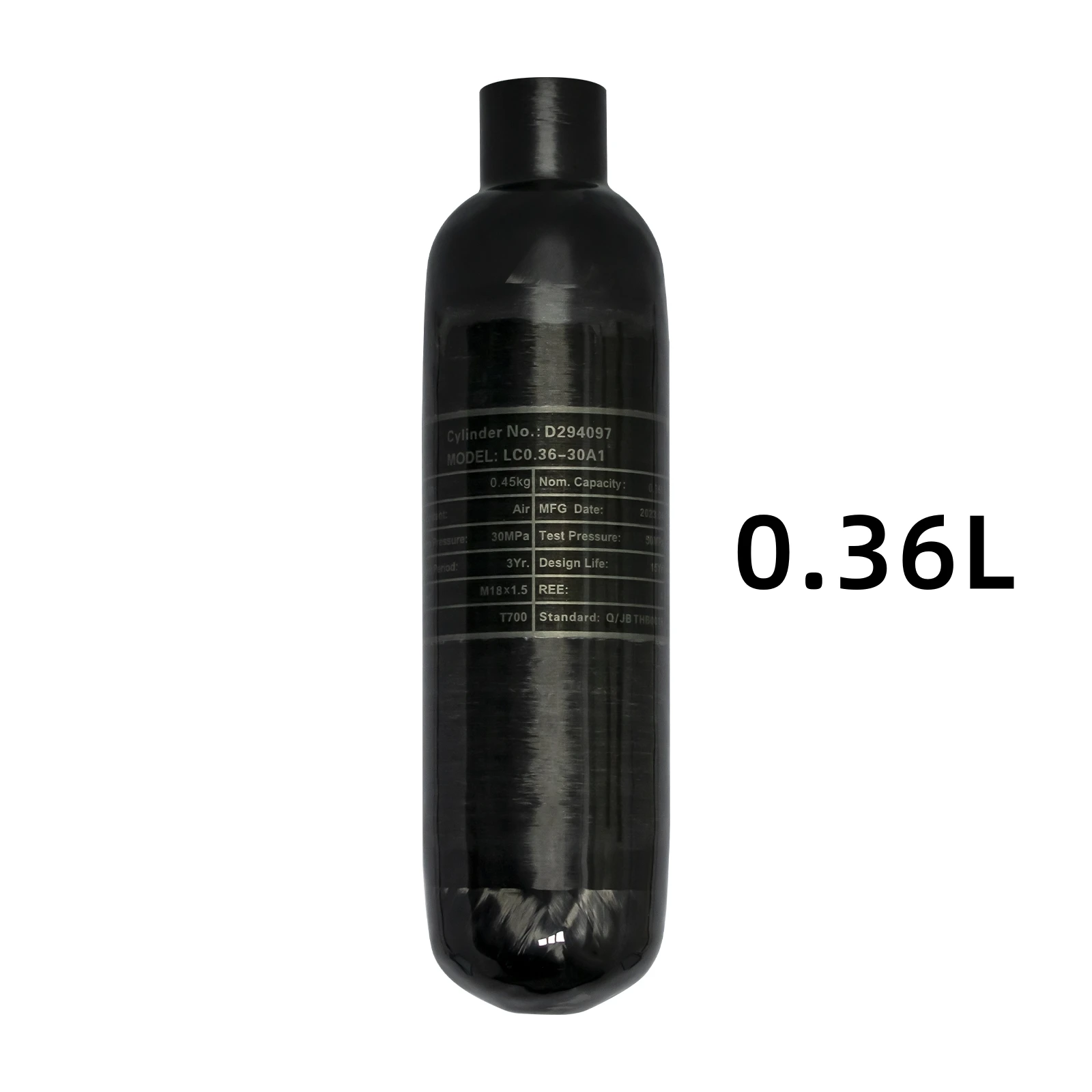 TUXING 0.36L 4500Psi 30Mpa Carbon Fiber Cylinder High Pressure Air Tank 300Bar Scuba Diving Air Bottle M18*1.5 Thread