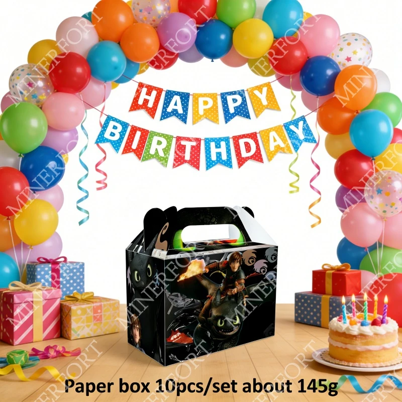 Cartoon Drachenzähmen leicht gemacht Party Papier-Süßigkeitenbox Zubehör Baby-Shower Kinder Mädchen Geburtstag Party Geschenkbox Dekoration
