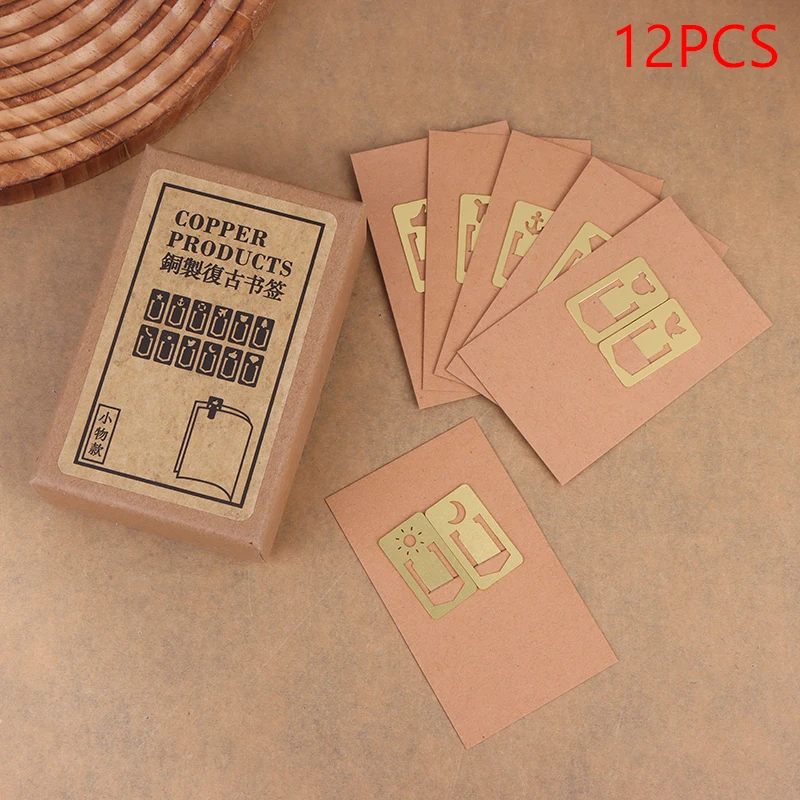 ヴィンテージ文具;真鍮銅のしおり12個。トラベラーズノートとマンスリープランナーアクセサリーに最適です。