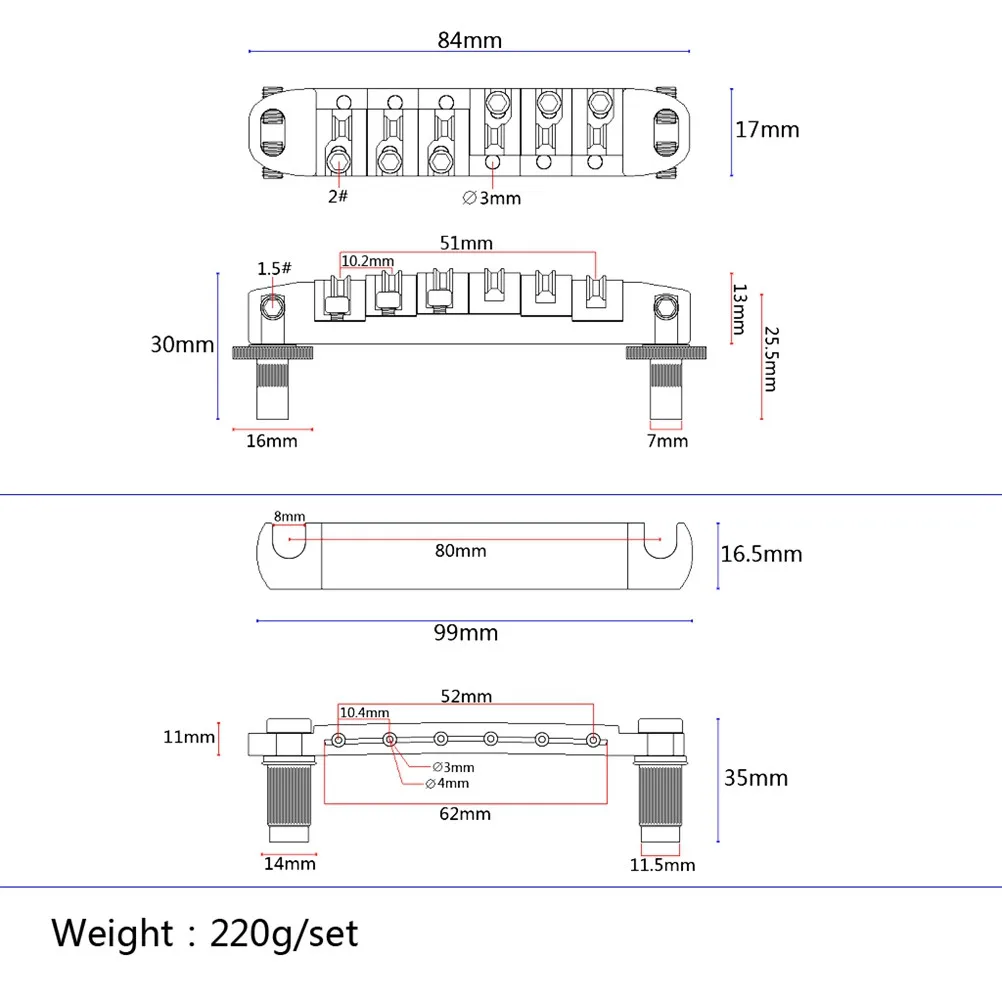 

Крепежные шпильки для роликового седельного бриджа и ключи для настройки, черные, для электрогитары, запчасти для замены, для гитарного бриджа Tune-o-Matic