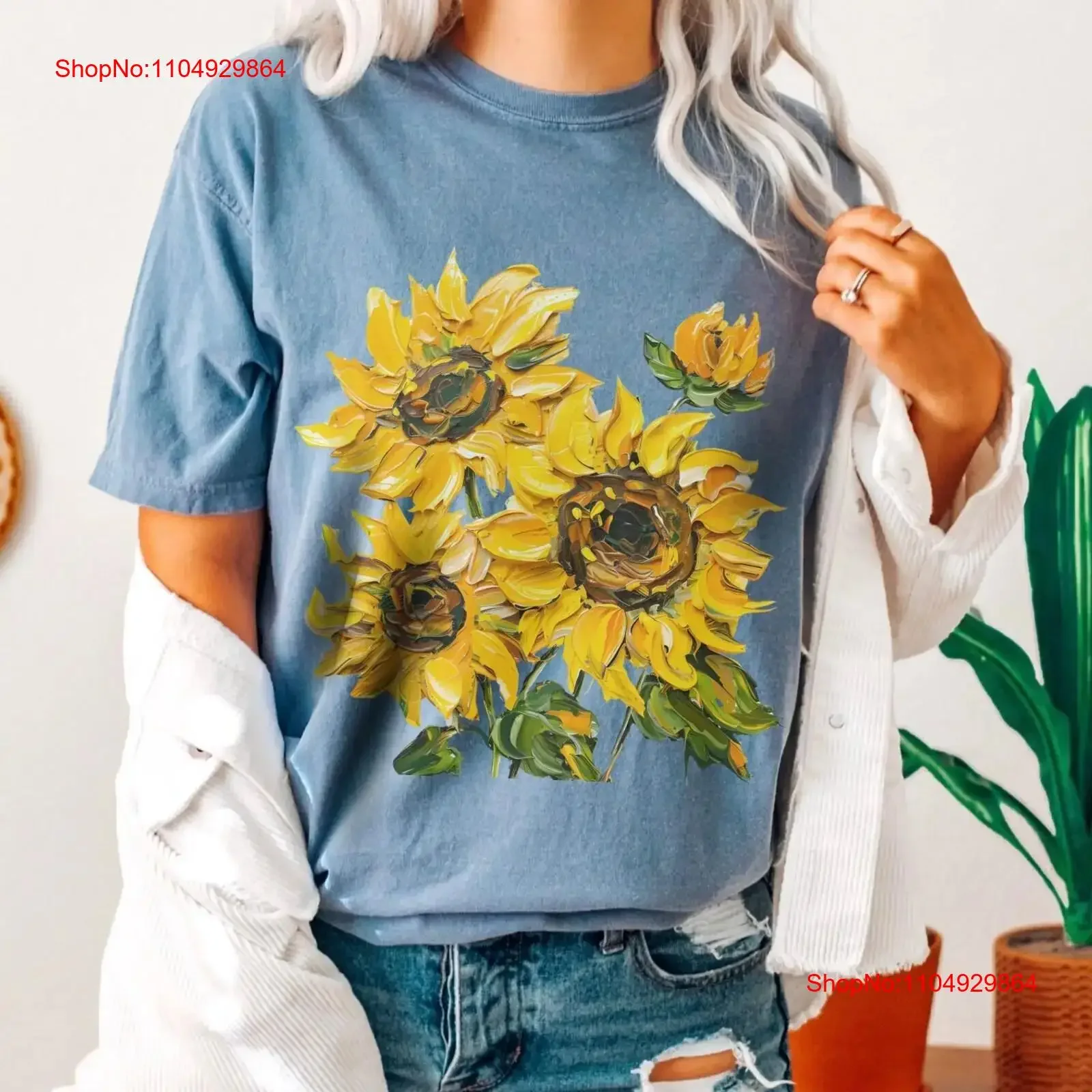 

Футболка с росписью подсолнухов на стебке для любителей подсолнухов для цветов, рождественский подарок, винтажный стираный homme на день матери