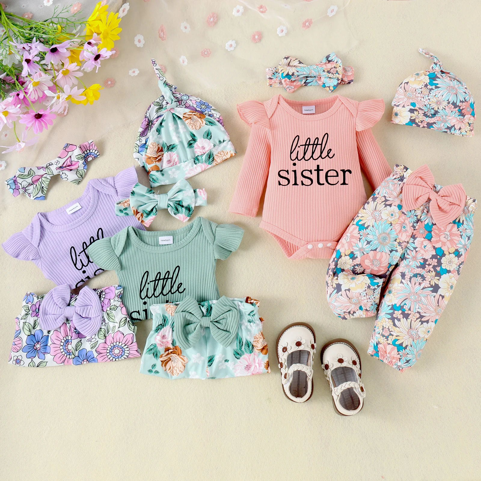 

4 шт. осенний Новый стиль для новорожденных в возрасте от 0 до сентября Повседневный Простой Топ с буквенным принтом + брюки с принтом + шапка