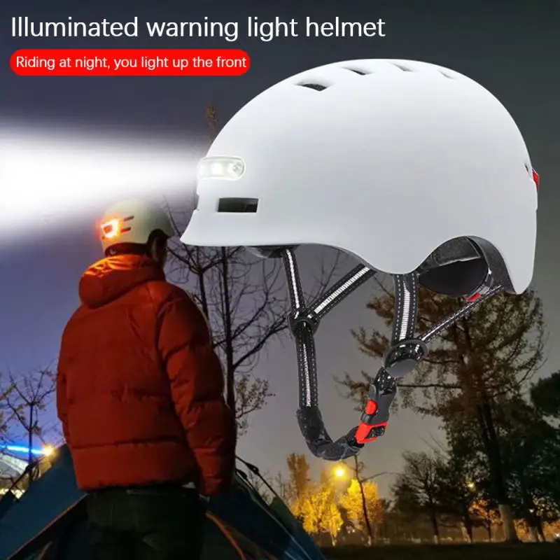 Smart Bicycle Helmet Automatic Light-sensing LED Lighting Waterproof  Safe Shiny  Comfortable And Lightweight Helmet